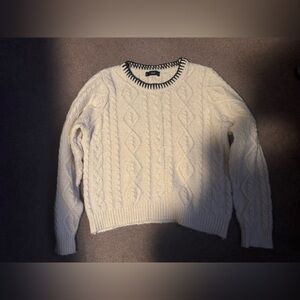 CABLE-KNIT SWEATER WITH CONTRASTING TRIM